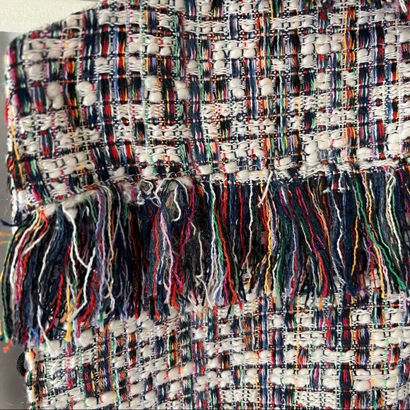 WD.NY women’s cropped tweed blazer w/ fringe detail, size small, multi colored - Picture 4 of 9